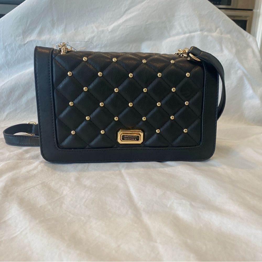 NWT Badgley Mischka Crossbody With Studs in Black